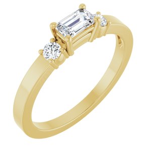 10K Yellow Gold 5x3 mm Emerald Ring Mounting