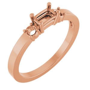 10K Rose Gold 5x3 mm Emerald Ring Mounting – image 2