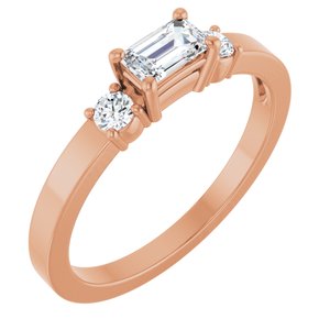 14K Rose Gold 5x3 mm Emerald Ring Mounting