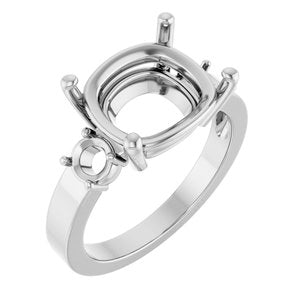 14K X1 White Gold 12x10 mm Elongated Cushion Ring Mounting – image 2