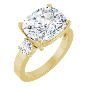 14K Yellow Gold 12x10 mm Elongated Cushion Ring Mounting