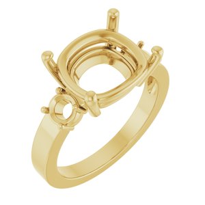 10K Yellow Gold 12x10 mm Elongated Cushion Ring Mounting – image 2