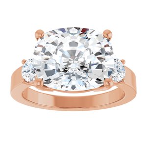 10K Rose Gold 12x10 mm Elongated Cushion Ring Mounting – image 5