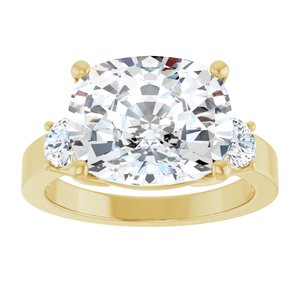 14K Yellow Gold 12x10 mm Elongated Cushion Ring Mounting – image 5