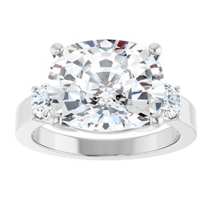 14K X1 White Gold 12x10 mm Elongated Cushion Ring Mounting – image 5