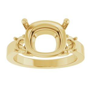 14K Yellow Gold 12x10 mm Elongated Cushion Ring Mounting – image 6