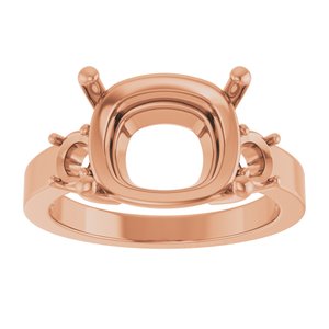 10K Rose Gold 12x10 mm Elongated Cushion Ring Mounting – image 6