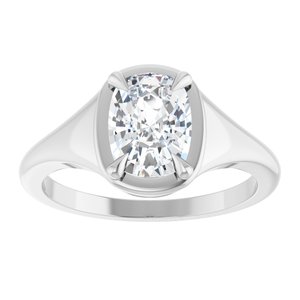 10K White Gold 8x6 mm Elongated Cushion Ring Mounting – image 5