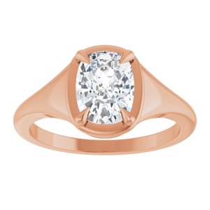 10K Rose Gold 8x6 mm Elongated Cushion Ring Mounting – image 5