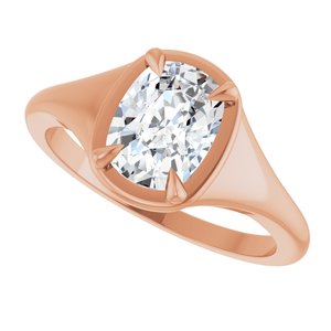 10K Rose Gold 8x6 mm Elongated Cushion Ring Mounting – image 8