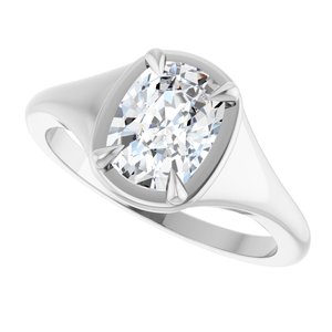 14K X1 White Gold 8x6 mm Elongated Cushion Ring Mounting – image 8