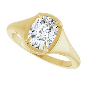 18K Yellow Gold 8x6 mm Elongated Cushion Ring Mounting – image 8
