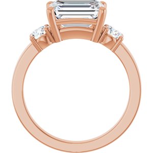 10K Rose Gold 9x7 mm Emerald Ring Mounting – image 3