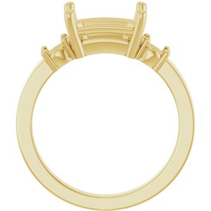14K Yellow Gold 9x7 mm Emerald Ring Mounting – image 4