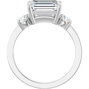 10K White Gold 9x7 mm Emerald Ring Mounting – image 3