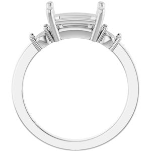 14K White Gold 9x7 mm Emerald Ring Mounting – image 4