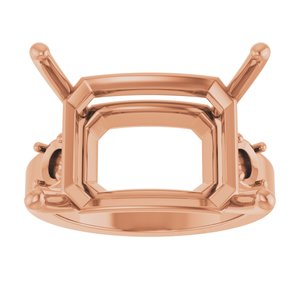 10K Rose Gold 18x13 mm Emerald Ring Mounting – image 6