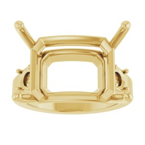 18K Yellow Gold 18x13 mm Emerald Ring Mounting – image 6