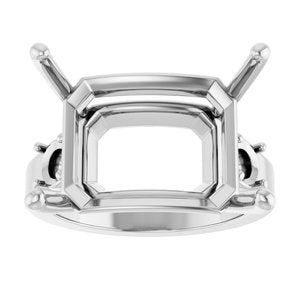 14K X1 White Gold 18x13 mm Emerald Ring Mounting – image 6