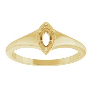 18K Yellow Gold 6x3 mm Marquise Ring Mounting – image 6