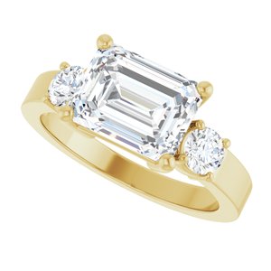 18K Yellow Gold 9x7 mm Emerald Ring Mounting – image 8