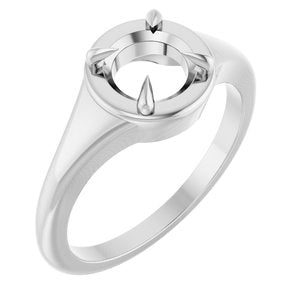 18K White Gold 6.5 mm Round Ring Mounting – image 2