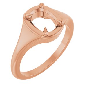10K Rose Gold 8x6 mm Elongated Cushion Ring Mounting – image 2