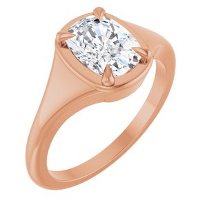 10K Rose Gold 8x6 mm Elongated Cushion Ring Mounting