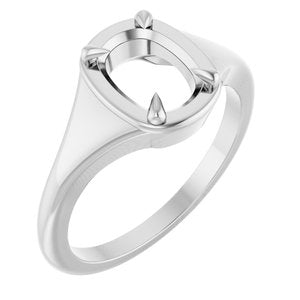Platinum 8x6 mm Elongated Cushion Ring Mounting – image 2