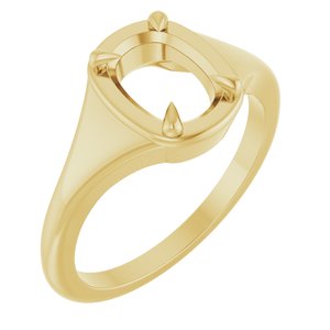 14K Yellow Gold 8x6 mm Elongated Cushion Ring Mounting – image 2
