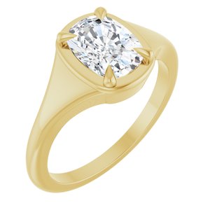 18K Yellow Gold 8x6 mm Elongated Cushion Ring Mounting