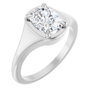 Sterling Silver 8x6 mm Elongated Cushion Ring Mounting