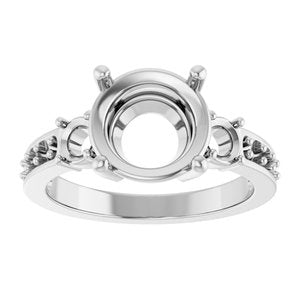 10K White Gold 9.4 mm Round Ring Mounting – image 6