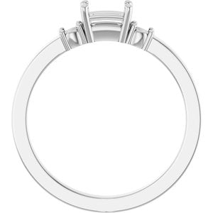 14K White Gold 5x3 mm Emerald Ring Mounting – image 4