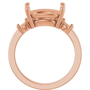 10K Rose Gold 12x10 mm Elongated Cushion Ring Mounting – image 4