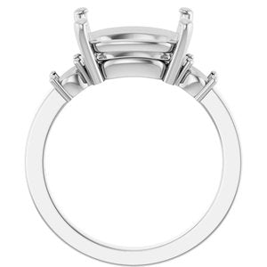 14K White Gold 12x10 mm Elongated Cushion Ring Mounting – image 4