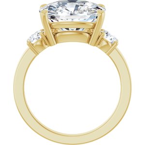 10K Yellow Gold 12x10 mm Elongated Cushion Ring Mounting – image 3