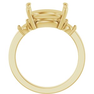 10K Yellow Gold 12x10 mm Elongated Cushion Ring Mounting – image 4