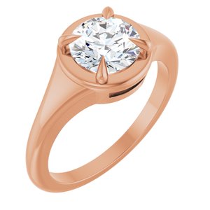 18K Rose Gold 7 mm Round Ring Mounting