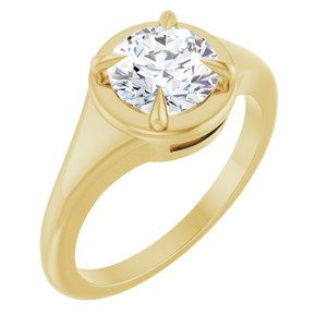 18K Yellow Gold 7 mm Round Ring Mounting