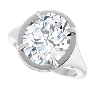 14K X1 White Gold 12x10 mm Oval Ring Mounting – image 8