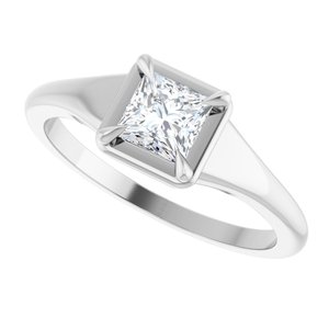 14K White Gold 4.5x4.5 mm Square Ring Mounting – image 8