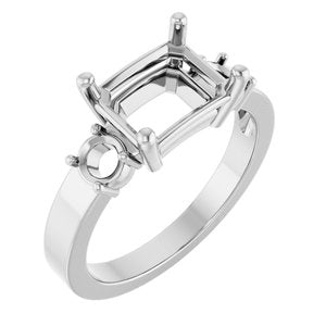 Platinum 9x7 mm Emerald Ring Mounting – image 2