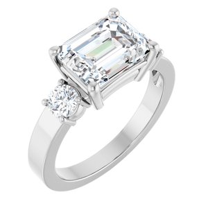 Platinum 9x7 mm Emerald Ring Mounting