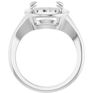 14K X1 White Gold 12x10 mm Oval Ring Mounting – image 4