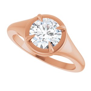 14K Rose Gold 7 mm Round Ring Mounting – image 8