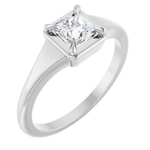 18K White Gold 4.5x4.5 mm Square Ring Mounting