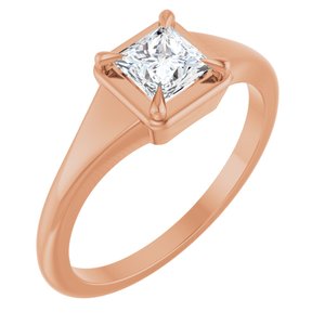 10K Rose Gold 4.5x4.5 mm Square Ring Mounting