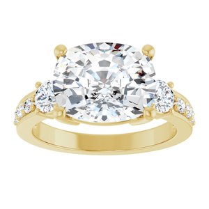 18K Yellow Gold 11x9 mm Elongated Cushion Ring Mounting – image 5