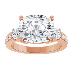 18K Rose Gold 11x9 mm Elongated Cushion Ring Mounting – image 5